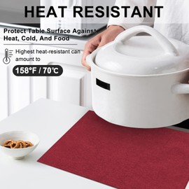 LANDVIEW Cloth Placemats Set of 6, Cotton Linen Blend Machine Washable Durable Linen Table Mats, Heat Resistant Placemats Wrinkle Free Place Mats for Dining Table, Easy to Clean (Burgundy, 6)