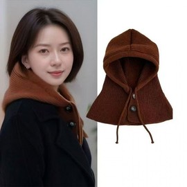 Unique Balaclava Hat for Influencers, Girls' One-Piece Shawl Style - LF3055 One Size / Shawl Style Integrated Hat - Gray 3ea