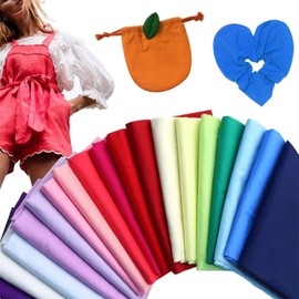 20cmx20cm Cotton Fabric Bundles 7Pcs Square Solid Color Twill Cotton Fabric for Sewing Quilting Craft Projects, Red