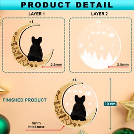 GOSBLUE Black French Bulldog Ornaments Christmas Tree, Frenchie 2 Layer Wood & Acrylic Ornament, Christmas Decoration 2025 for Frenchie Lovers, Dog Mom, Dog Dad, Pet Lovers