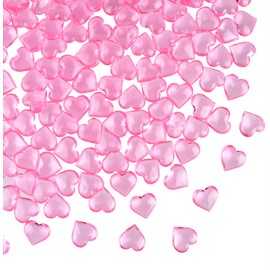 CHRORINE 70 Pcs Acrylic Heart Ornaments Translucent Hearts Shaped Gems Crystals for Table Scatter Decoration/Vase Fillers/Artwork in Valentine's Day or Wedding Party- Pink