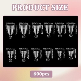 600 Pieces Short Almond Shaped Nail Tips, Extra Short Almond Shaped Soft Gel Nail Tips, Fake Nails with Handles, Preformed Clear False Nails for Acrylic Nail Salons, with Box