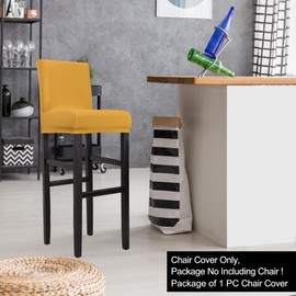 PiccoCasa Stretch Bar Stool Covers, Pub Counter Height Side Chair Covers with Elastic Band Gold 1pcs