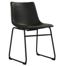 Cortesi Home Casablanca Dining Chair in Distressed Black Faux Leather, (Set of 2)
