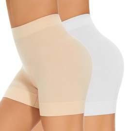 YUTYTH Chub Rub Shorts Women Anti Chafing Seamless Slip Pants Under Dress Ladies Lycra Pants Cycling Yoga Shorts White-nude
