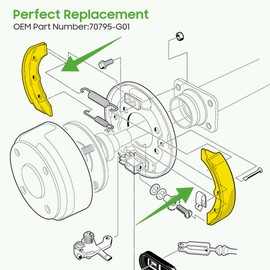 10L0L Golf Cart Brake Shoes Fits for EZGO G&E 1997-Up, Electric 1996 TXT and RXV Gas 2008-Up; Fit for Yamaha G14,G16 & G19 G&E 1993-up 27943G01 70794G01