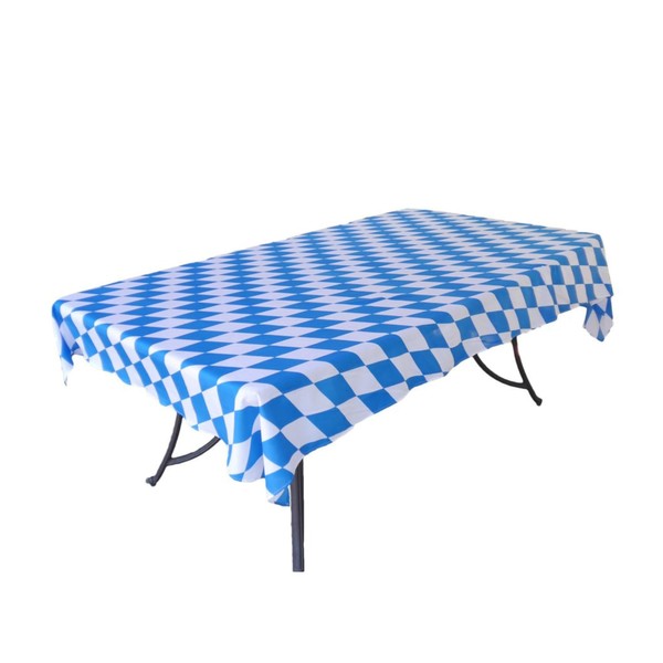 Blue & White Polyester Oktoberfest Tablecloth 40" x 40", Oktoberfest