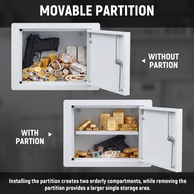 Zonon In-Wall Safe with Key Lock, Small In-Wall Hidden Safe
