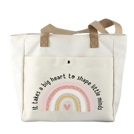 JYTAPP Teacher Appreciation Gifts Teacher Makeup Bag It Takes a Big Heart To Shape Little Minds Cosmetic Makeup Thank You Gifts (Tote Bag)