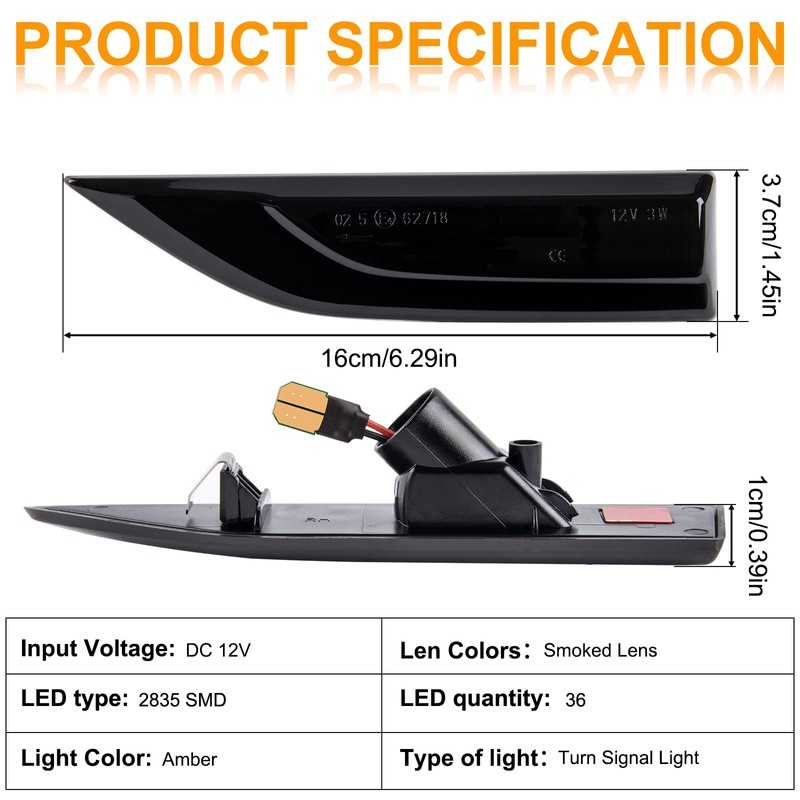 OZ-LAMPE 2 x Black LED Turn Signal Indicator Side Indicator