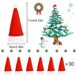 YAJIMAOY Mini Christmas Hat, 30 Pieces Mini Christmas Cutlery Holder, for Table Decoration, Decorate Various Christmas Props (B, 30 Pieces)