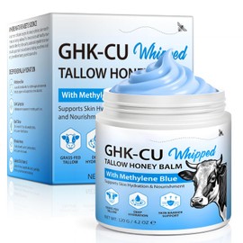 Copper Peptide GHK-Cu Beef Tallow for Skin 4.2 Oz - Tallow and Honey Balm with Methylene Blue, Manuka Honey, Vitamin E - Natural Face and Body Moisturizer for Mature, Dry, Sensitive Skin