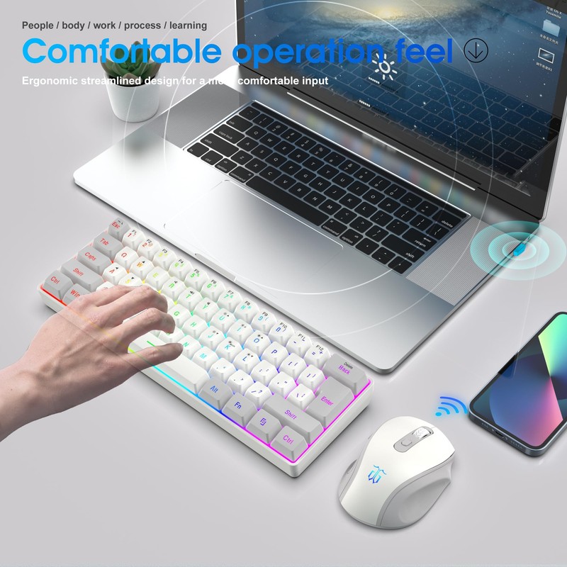 Snpurdiri 2.4G Wireless Gaming Keyboard and Mouse Combo, Include Mini