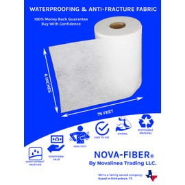Nova-Fiber 6" x 75' Reinforcing Mesh Tape for Liquid Waterproofing Membranes in Bathrooms, Showers, Walls, Floors, and Tiles - 2 Pack