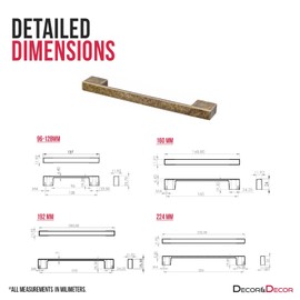 Decoranddecor Dimora D-Shape Cupboard Handles | Rectangular Kitchen Handles for Cupboards | Cabinet Pulls - 224mm, Antique Brass