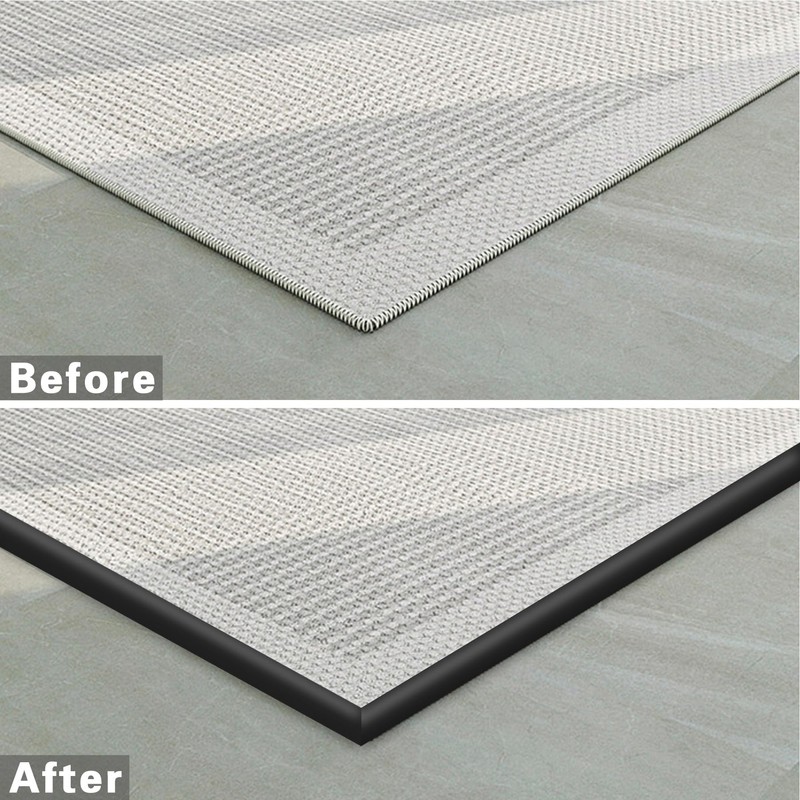 Trimold Carpet to Tile Floor Transition Strip, Black Self-Adhesive Threshold