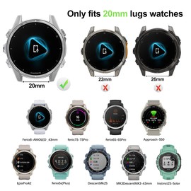 Farluya Elastic Nylon 20mm Watchband Compatible with Garmin Fenix 8 AMOLED 43mm,Soft Adjustable Sport Strap for Fenix 7S Pro/7S/6S Pro/6S/5S plus/Descent Mk2s/Mk3i 43mm/epix Pro 42mm Men Women