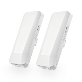 Outdoor Wireless Bridge, Point to Point WiFi Bridge, 5.8GHz 1-3KM Distance, 2X 100Mbps Ethernet Port, 24V PoE Adapter, 2 Pack