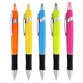 Highlighter with Ballpoint Pen Combo, Comes in an array of bright colors, 5 pack