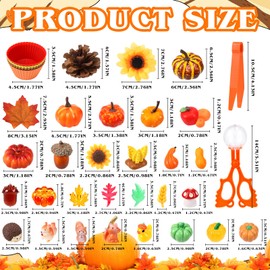 FlorWave Fall Sensory Bin Fillers-327Pcs Fall Thankgiving Fine Motor Items with Pom Poms Pumpkins Maple Leaves Squirrels Cup for Counting Sorting Training