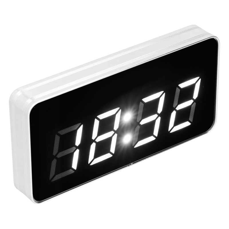 Desk Clock Glass Mirror Luminous Function LED Display Perpetual Calendar