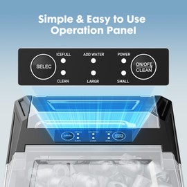 Sweetcrispy Countertop Ice Maker - 9 Cubes in 6 Mins, 26lbs/24Hrs, 2-Size Bullet Ice, Self-Cleaning Portable Ice Machine with Quiet Operation for Home Office Camping