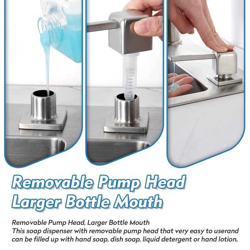 CREA Soap Dispenser for Kitchen Sink, Kitchen Soap Dispenser Brushed