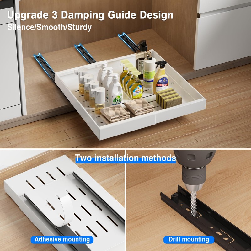 Mustorn 2 Pack Pull Out Cabinet Organizer Expandable, 21" Deep