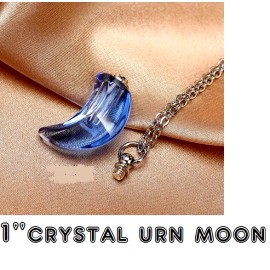Fashion Jewelry cremation  blue crescent moon urn ashes  Pendant 925 Sterling Silver 20" chain