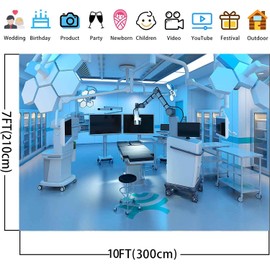 KIKIDOR 10x7ft Hospital Operating Room Backdrop Future Technology Medical Equipment Operating Table Photography Background Nurse Artistic Photo Background Portrait Photography Studio Props BJZYKI00027