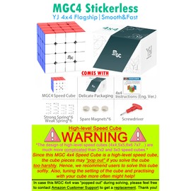 CuberShop YJ MGC 4 x 4 cubeta magnético de velocidad sin adhesivos, YJ MGC 4 x 4 YJ MGC Professional 60 mm cubeta sin adhesivos, YongJun MGC Series Best 4x4 Speed Cube (YJ MGC 4 M - Sin adhesivos)