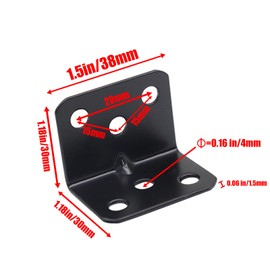 AUXBC Metal Corner Brace (1.5x1.18x1.8 inch), Heavy Duty 90 Degree Corner Fastener, Black L Shape Shelf Bracket for Wood Furniture Bedframe Cabinet Drawer Chair with Mounting Screws, 16pcs