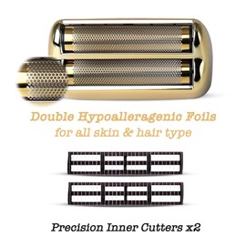 OXSITO 1Pack Golden Pro Replacement Foil and Cutters for Babylis FXFS02 Series MetalFX Double Foil Shavers