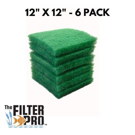The Filter Pro Green Coarse Filter Media, 2" Thick, 12" x 12" Pads, 6 Pack, Perfect for Aquariums, Ponds or Water Gardens, Made in USA