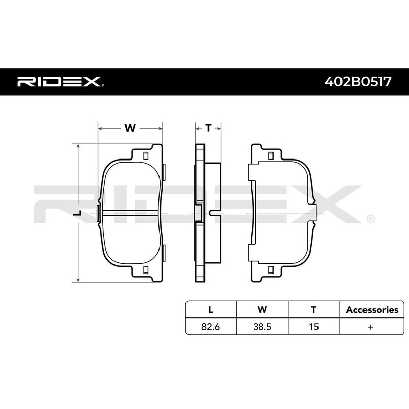 RIDEX 402B0517 Brake Pad Set Disc Brake Pads Rear Brake