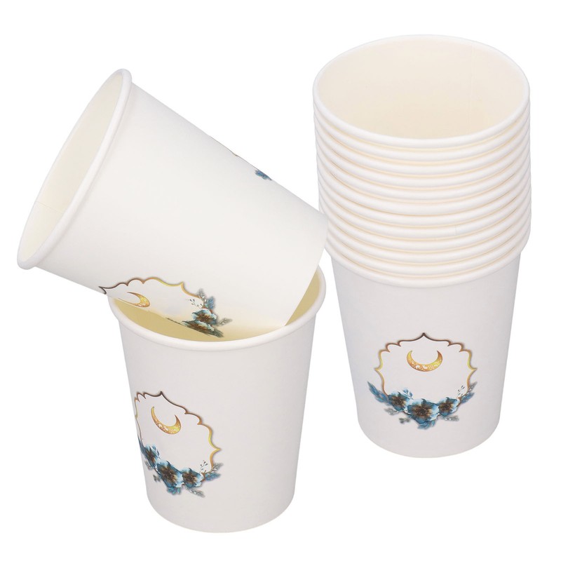 48Pcs Eid Mubarak Paper Cups Eid Mubarak Style Disposable Sturdy