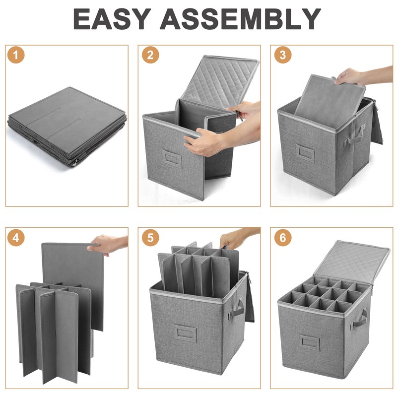 LotFancy Champagne Flute Storage Container, Hard Shell, Stackable, 12" Tall