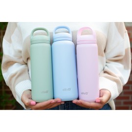 Ello Cooper Twist 22oz Stainless Steel Water Bottle with Chug Lid | Leak Proof Double Walled and Vacuum Insulated | Fits Car Cupholder | Built in Carry Loop | Dishwasher Safe | Sage