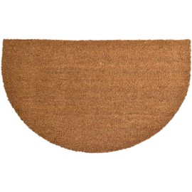 EVIDECO French Home Goods Sheltered Half Round Front Door Mat Lea Natural Braided Coir Coco Rubber Rug 30x18