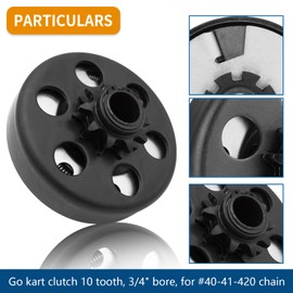 KRGUOD Centrifugal Clutch, Go Kart Clutch 3/4 Bore 10T with #40 41 420 Chain for Mini Bike, Go Kart, predator 212, Lawnmower and Honda GC GX 2-6.5HP Engine GC160 GC190 GX120 GX140 GX160 GX200.