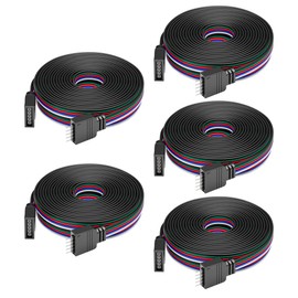 BTF-LIGHTING 5PIN 22AWG JST SM LED Connector 5pcs/Pack Male Female Connector with 2m Cable for PWM SMD FCOB RGBW LED Strip without Soldering Controller Wire