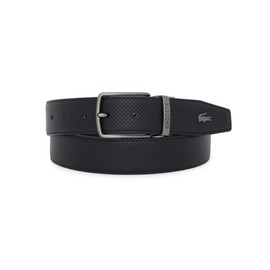 Lacoste 80080 Men's Genuine Leather Belt [01] Black, 01: Black