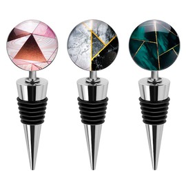 Soleebee 3 Pack Decorative Wine Stoppers, Wine Bottle Stopper with Beautiful Art Glass，Beverage Bottle Stoppers For Gifts, Bar, Holiday Party, Wedding (Style G)