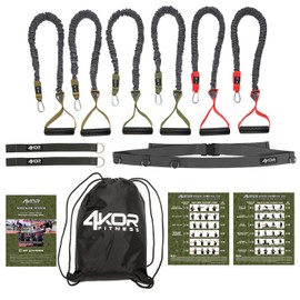 4KOR Cross Anchor Shoulder Performance Training System. Resistance Cords with Handles and Dynamic Workout Guide. Exercise Bands with Nylon Sleeves, Rubber Grips, and Carry Bag for Rehab and Strength