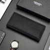 monhinty Men's Genuine Leather Multi-Card Long Bifold Wallet for Checkbook