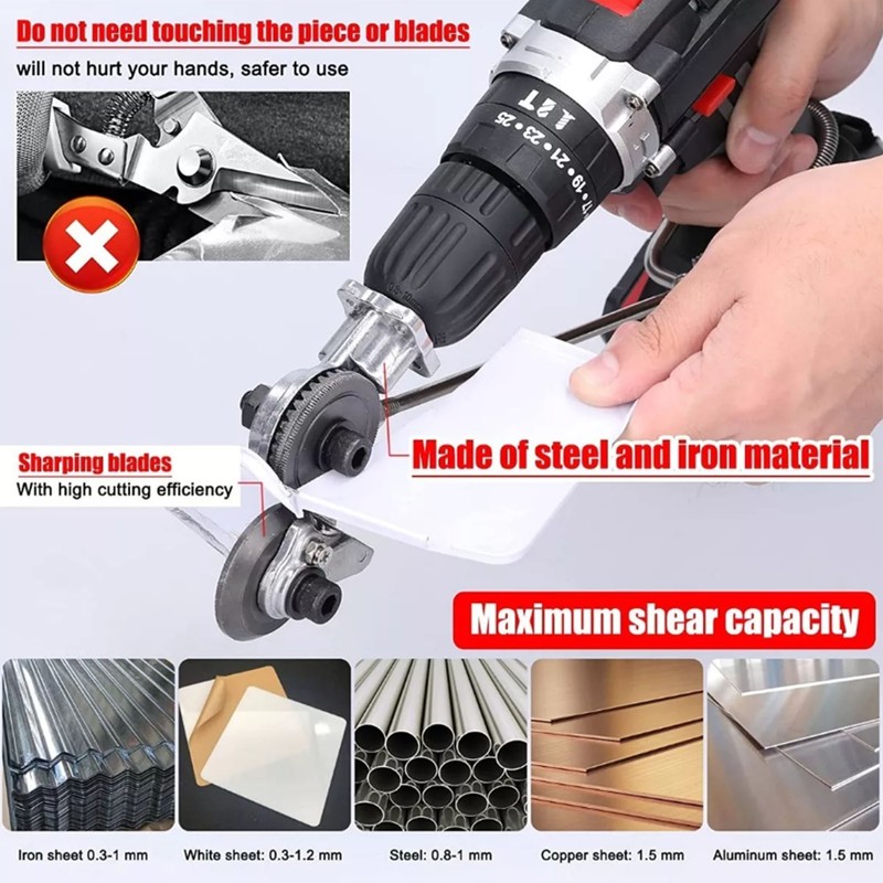 12V‑21V Lithium Ion Drill Plate Cutter Carbon Steel Electric Drill