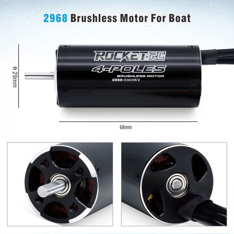 2968 Brushless RC Boat Motor, Surpass Hobby 5300KV Brushless Motor