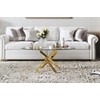 NIERN Glass Coffee Table with Chromed Legs, Oval Modern Living