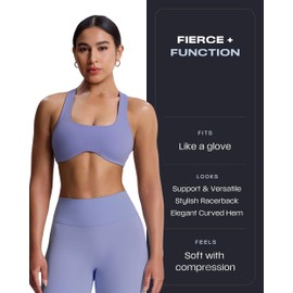 Aoxjox Women's Workout Sports Bras Fitness Define Sculpt Racerback Bra Yoga Crop Tank (Lazuli, Medium)