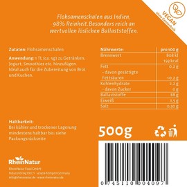 Psyllium Husks 500 g - Finely Ground Powder to Support Digestion - Rich in Fibre, Ideal for Baking